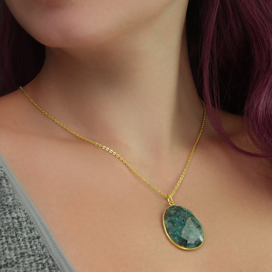 GIOVE MIO Cadena con Dije Urano en Plata 925 Bañada en Oro Amarillo de 18Kt con Cuarzo. Plata 925 Bañada en Oro 18Kt / Amarillo / 26X30MM