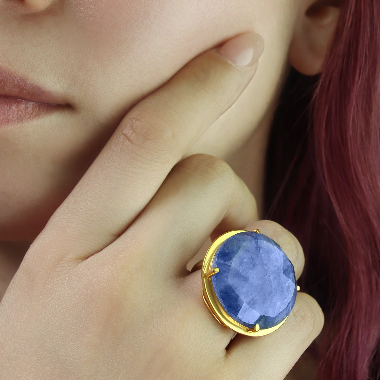 GIOVE MIO Anillo Fashion Nettuno en Plata 925 Bañada en Oro Amarillo de 18Kt con Lapislázuli. Plata 925 Bañada en Oro 18Kt / Amarillo / 27MM