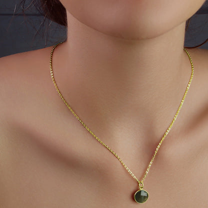 GIOVE MIO Cadena con Gema Chiron en Plata 925 Bañada en Oro Amarillo de 18Kt con Cuarzo. Plata 925 Bañada en Oro 18Kt / Amarillo / 13MM