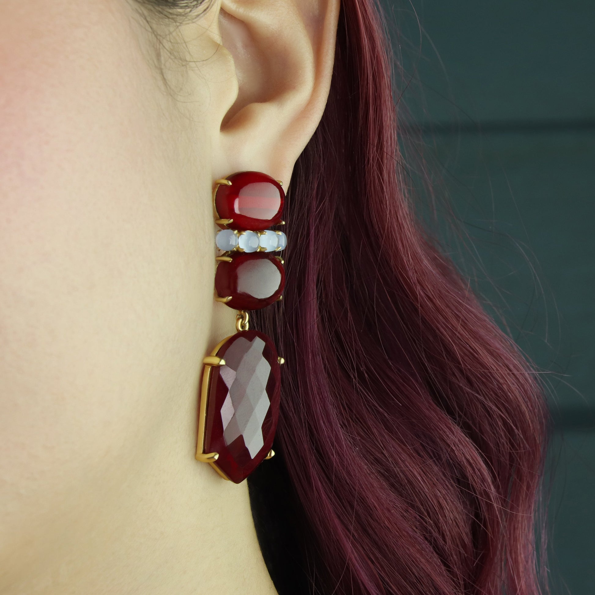 GIOVE MIO Aretes Colgantes Fuoco Di Marte en Plata 925 Bañada en Oro Amarillo de 18Kt. Plata 925 Bañada en Oro 18Kt / Amarillo / 20X60MM