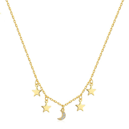 GIOVE MIO Cadena Estrella Luna y Lune E Stelle en Plata 925 Bañada en Oro Amarillo de 18Kt. Plata 925 Bañada en Oro 18Kt / Amarillo