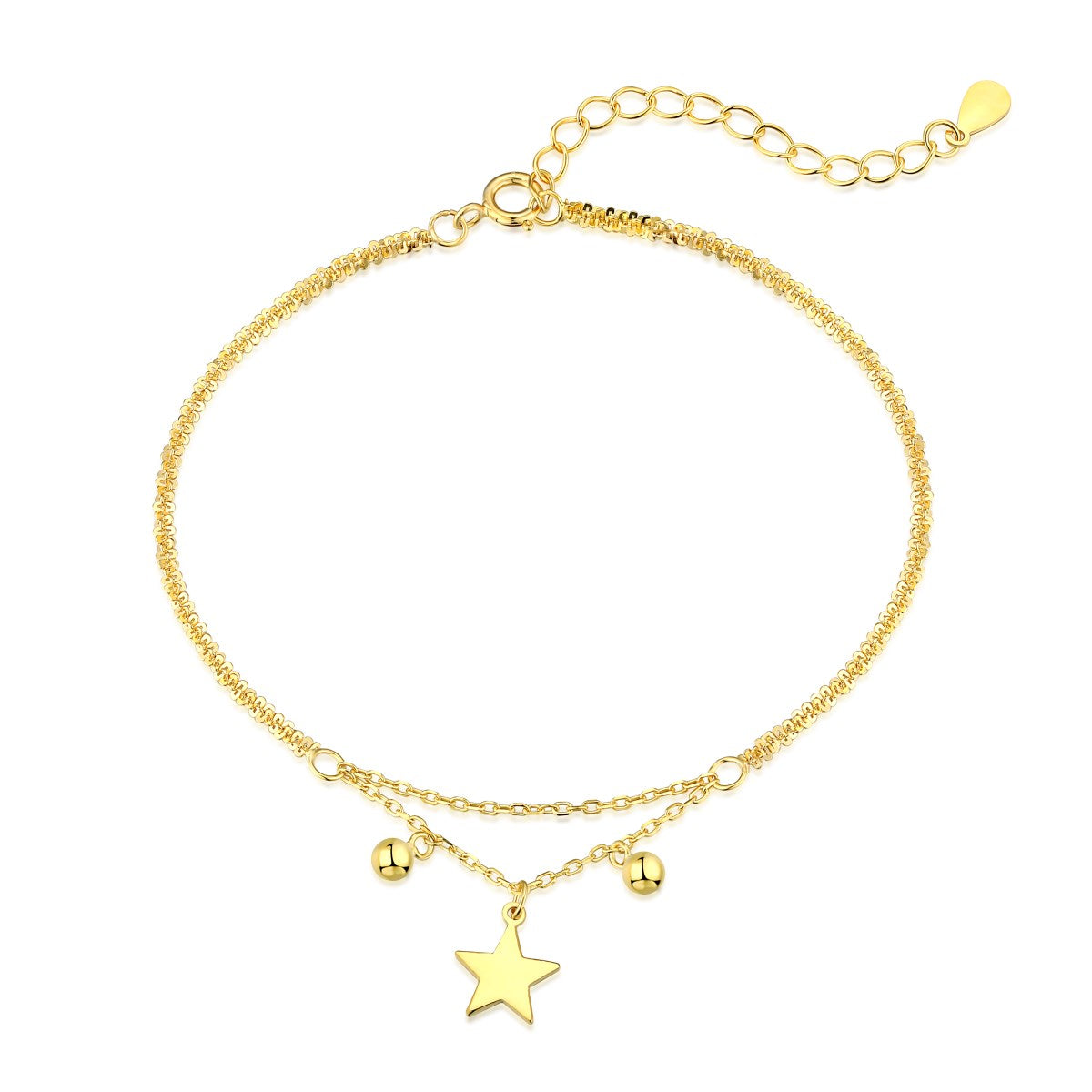 GIOVE MIO Pulsera de Cadena con Dijes Varios en Plata 925 Bañada en Oro Amarillo de 18Kt. Plata 925 Bañada en Oro 18Kt / Amarillo