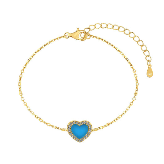 GIOVE MIO CHAIN NECKLACE WITH PENDANT IN YELLOW SILVER 925, WITH TURQUOISE CT.
