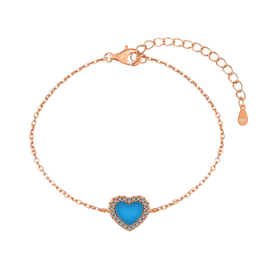 GIOVE MIO CHAIN NECKLACE WITH 925 PINK SILVER PENDANT, WITH TURQUOISE CT.