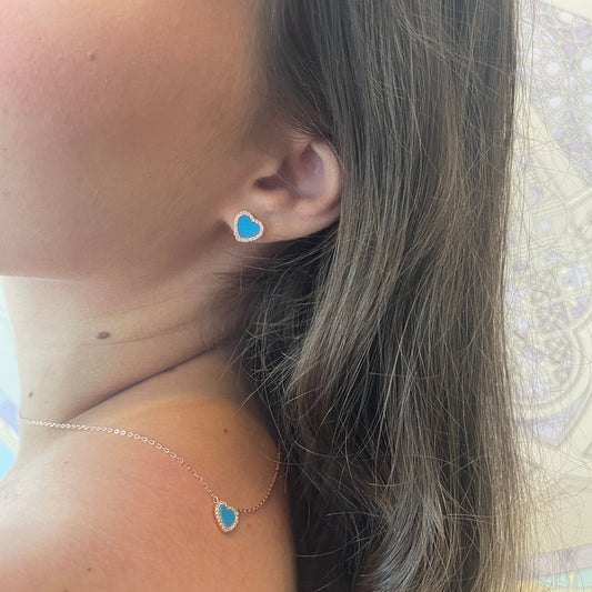 GIOVE MIO Cadena Cuore Mio Turquesa en Plata 925 Bañada en Oro Amarillo de 18Kt. Plata 925 Bañada en Oro 18Kt / Amarillo / 9X11MM