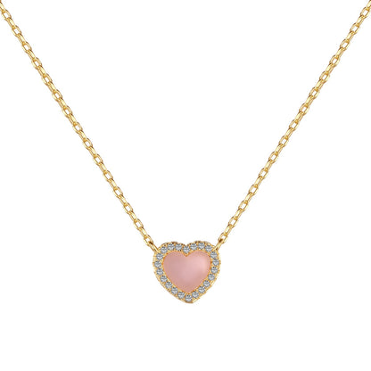 GIOVE MIO Cadena Corazón Cuore Mio Rosa en Plata 925 Bañada en Oro Amarillo de 18Kt. Plata 925 Bañada en Oro 18Kt / Rosado / 9X11MM