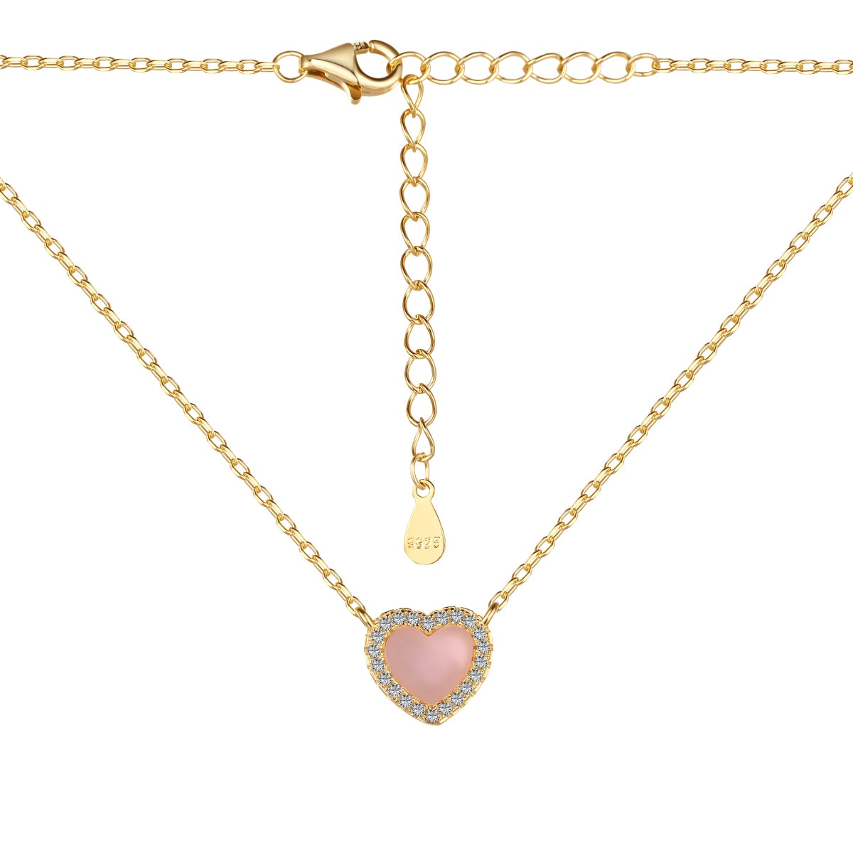 GIOVE MIO Cadena Corazón Cuore Mio Rosa en Plata 925 Bañada en Oro Amarillo de 18Kt. Plata 925 Bañada en Oro 18Kt / Rosado / 9X11MM