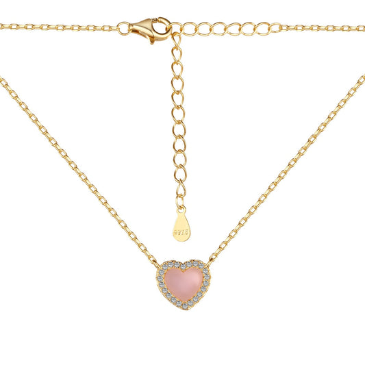 GIOVE MIO Cadena Corazón Cuore Mio Rosa en Plata 925 Bañada en Oro Amarillo de 18Kt. Plata 925 Bañada en Oro 18Kt / Rosado / 9X11MM