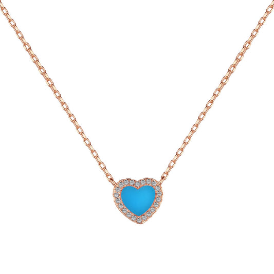 GIOVE MIO CHAIN NECKLACE WITH 925 PINK SILVER PENDANT, WITH TURQUOISE CT.
