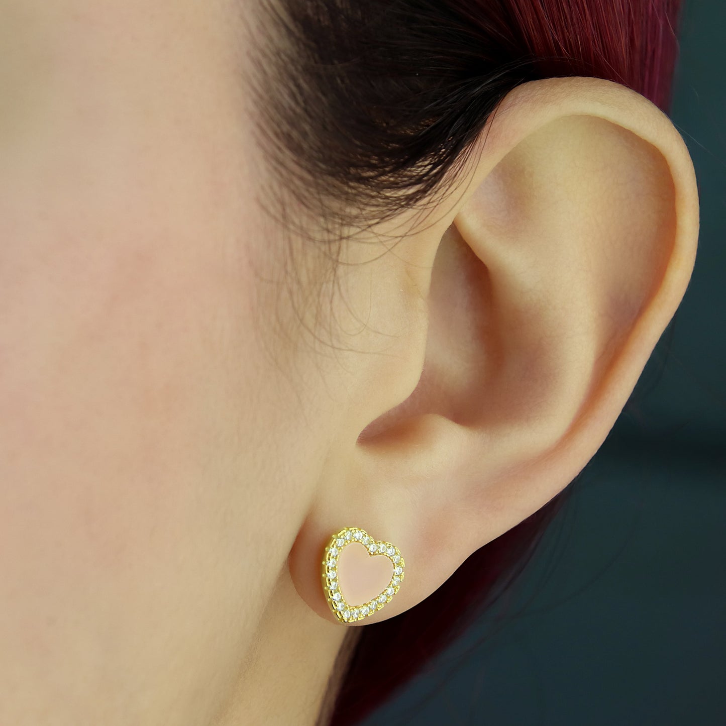 GIOVE MIO Studs Cuore Mio Rosa en Plata 925 Bañada en Oro Amarillo de 18Kt. Plata 925 Bañada en Oro 18Kt / Amarillo / 9X10MM