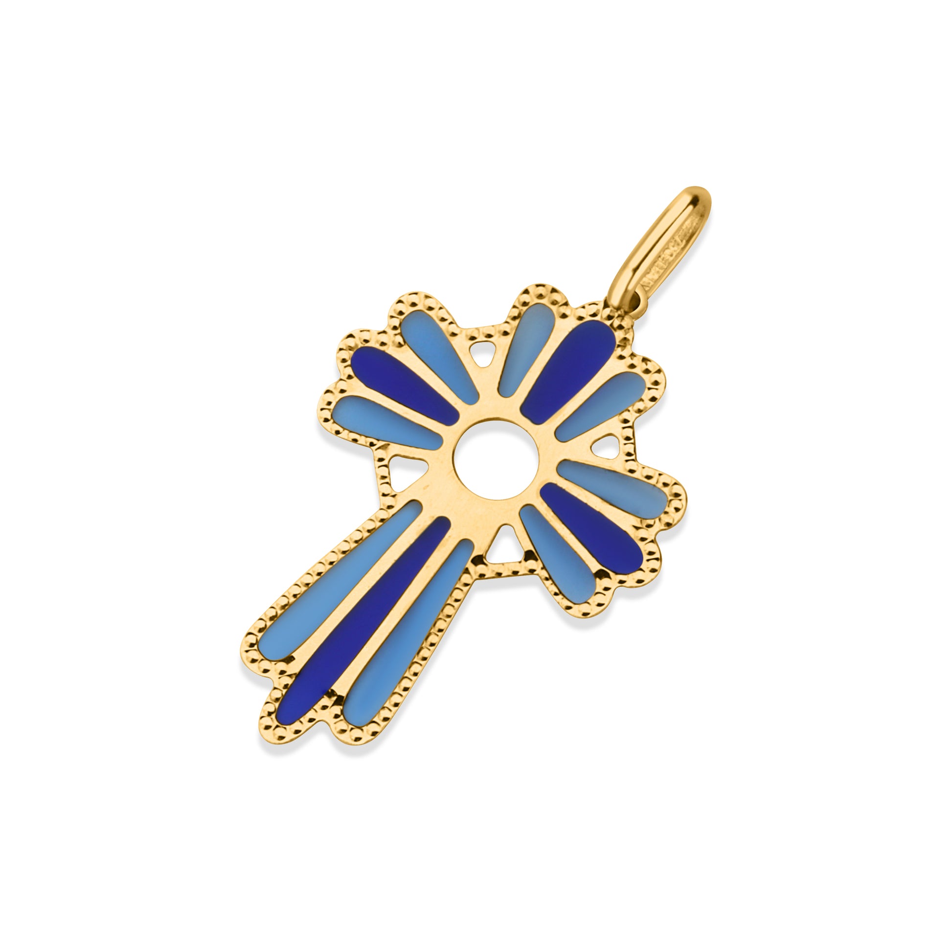 GIOVE MIO Dije de Cruz con Esmalte Catedral en Oro Amarillo de 18Kt. Oro 14Kt / Amarillo / 18X26MM