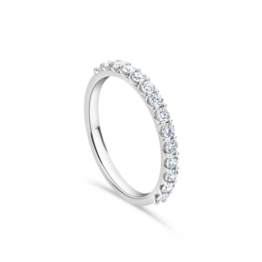 GIOVE MIO Banda en Oro Blanco de 14Kt con Diamantes Naturales. Oro 14Kt / Blanco