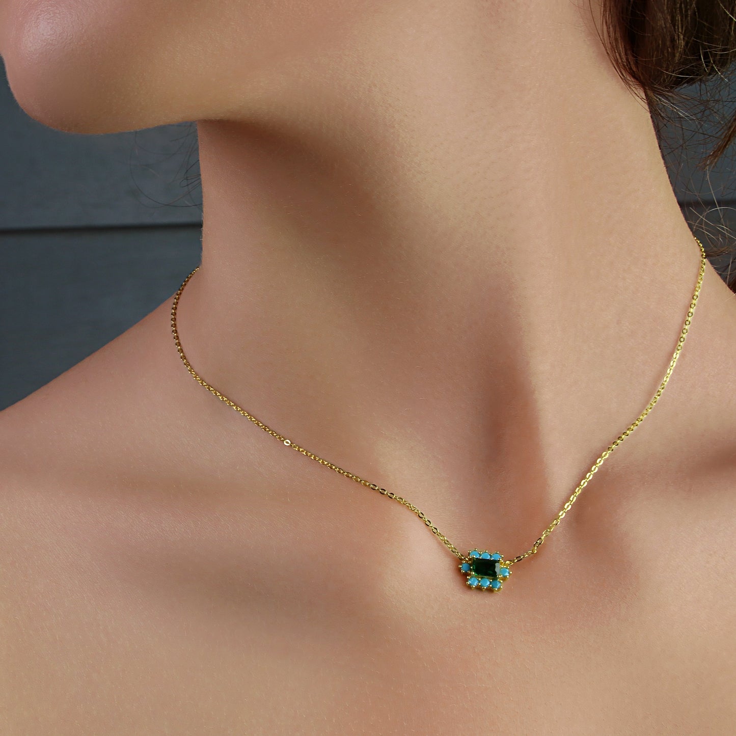 GIOVE MIO Cadena Celina Green en Plata 925 Bañada en Oro Amarillo de 18Kt. Plata 925 Bañada en Oro 18Kt / Amarillo / 11X9MM