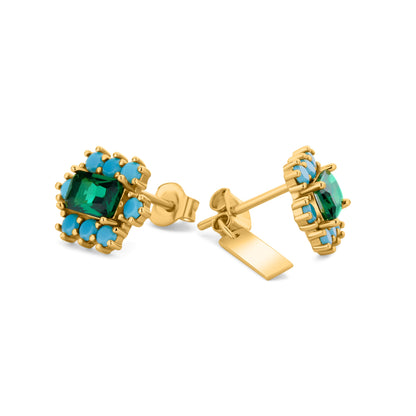 GIOVE MIO Studs Celina Green en Plata 925 Bañada en Oro Amarillo de 18Kt. Plata 925 Bañada en Oro 18Kt / Amarillo / 11X9MM