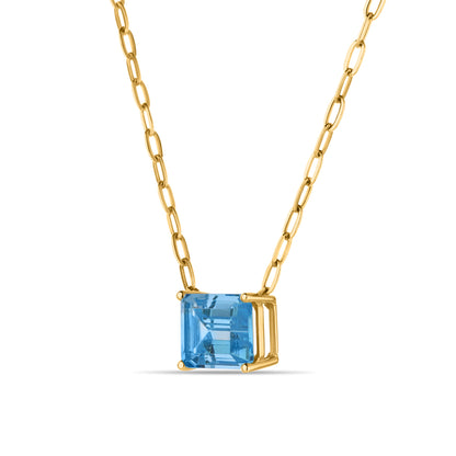 GIOVE MIO: Deslumbra con nuestra cadena de oro amarillo de 10kt con topacio azul sky blue, una joya sofisticada de 45 CM. ¡Añade un toque de elegancia a tu estilo! ORO 10KT / AMARILLO