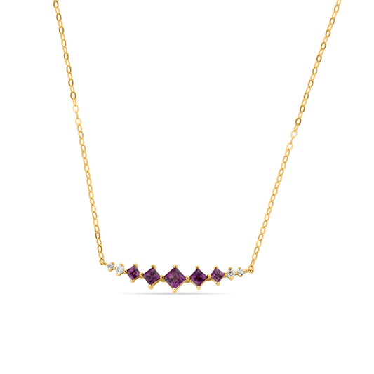 GIOVE MIO: Cadena de Oro Amarillo de 10kt con Rodolita 0.44ct y Rodolitas - ¡Sofisticación y Elegancia en cada Detalle! ¡Destaca con esta Exquisita Joya de 45 CM! ¡Atrévete a Brillar! ORO 10KT / AMARILLO