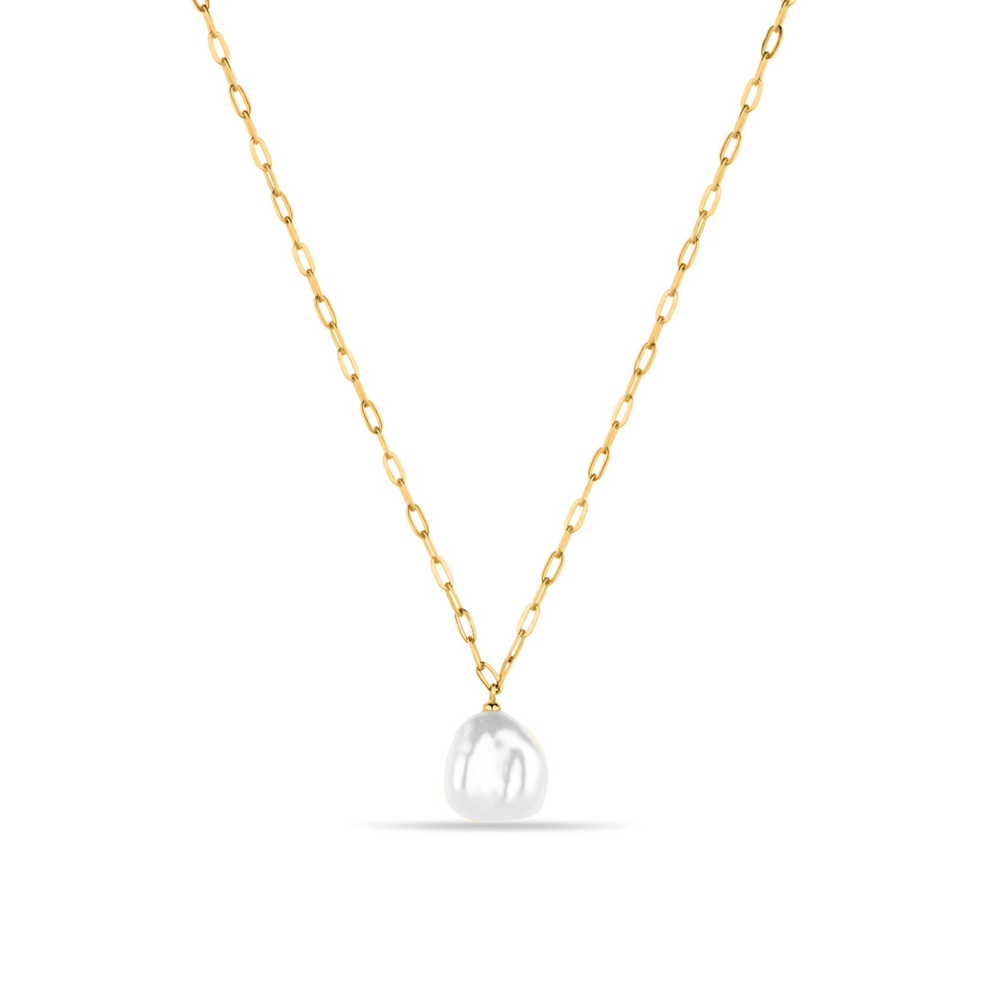 GIOVE MIO Cadena con Dije de Gema en Oro Amarillo de 10Kt con Perla Barroca. Oro 10Kt / Amarillo / 11X13MM