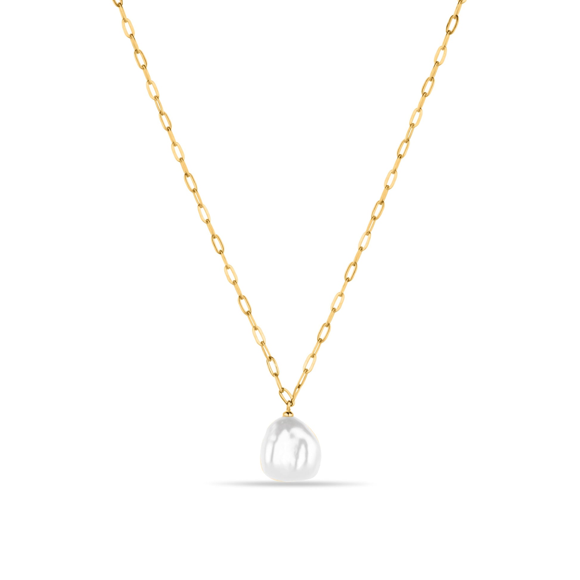 GIOVE MIO Cadena con Dije de Gema en Oro Amarillo de 10Kt con Perla Barroca. Oro 10Kt / Amarillo / 11X13MM