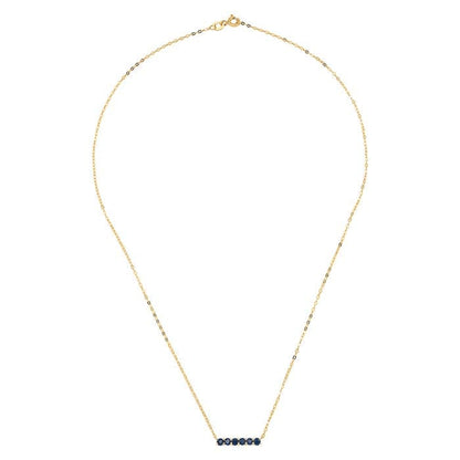 GIOVE MIO Cadena con Dije de Barra y Gemas en Oro Amarillo de 10Kt con Zafiros Azules. Oro 10Kt / Amarillo / 16X3MM