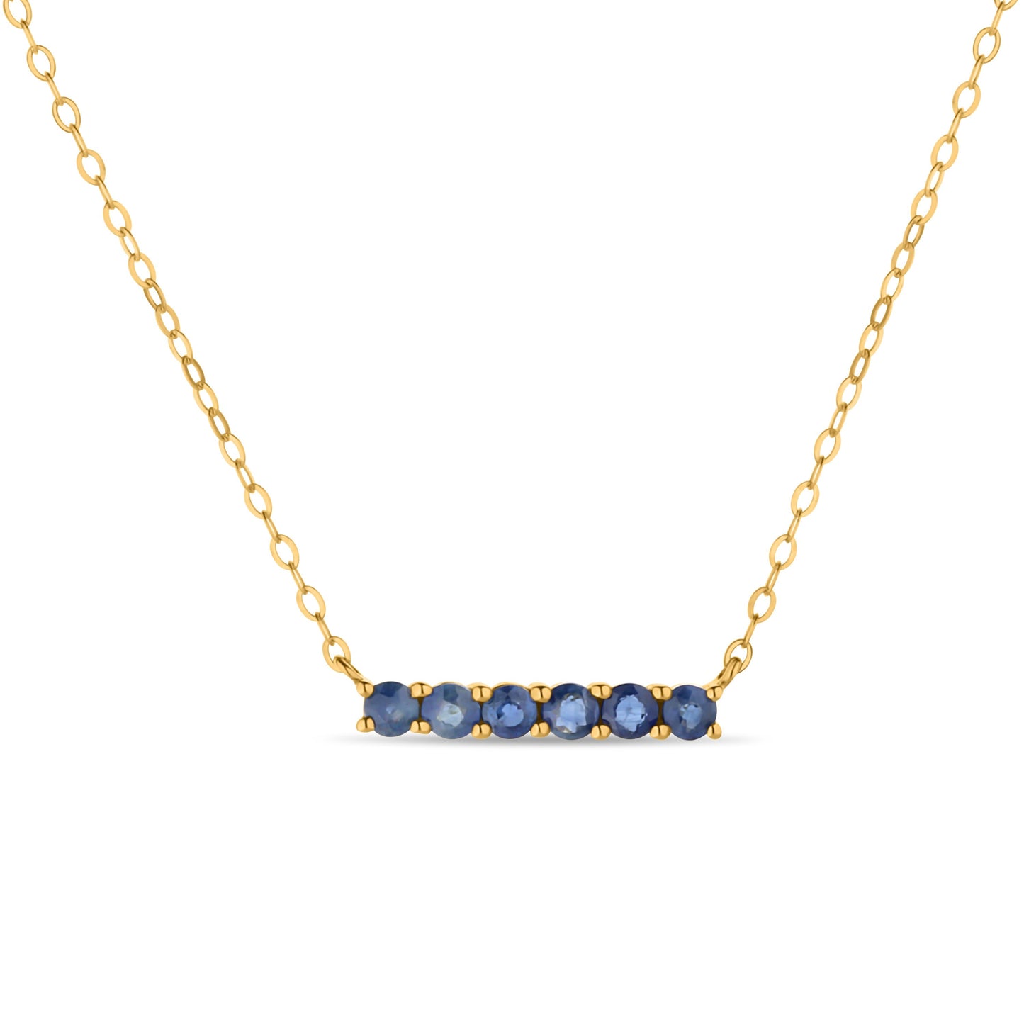 GIOVE MIO Cadena con Dije de Barra y Gemas en Oro Amarillo de 10Kt con Zafiros Azules. Oro 10Kt / Amarillo / 16X3MM