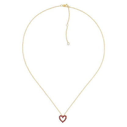 GIOVE MIO: Cadena de oro amarillo con dije de corazón y rubí, el regalo perfecto con significado. ¡Sorprende con estilo y elegancia! ORO 10KT / AMARILLO