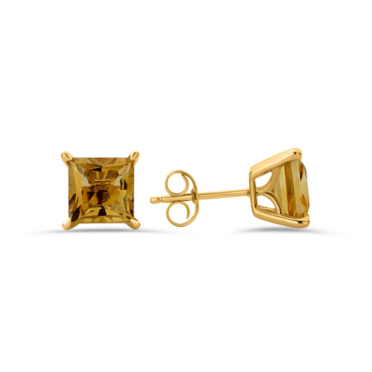GIOVE MIO: Aretes Studs en Oro Amarillo de 10kt con Citrina - ¡Brilla con elegancia y estilo! ORO 10KT / AMARILLO