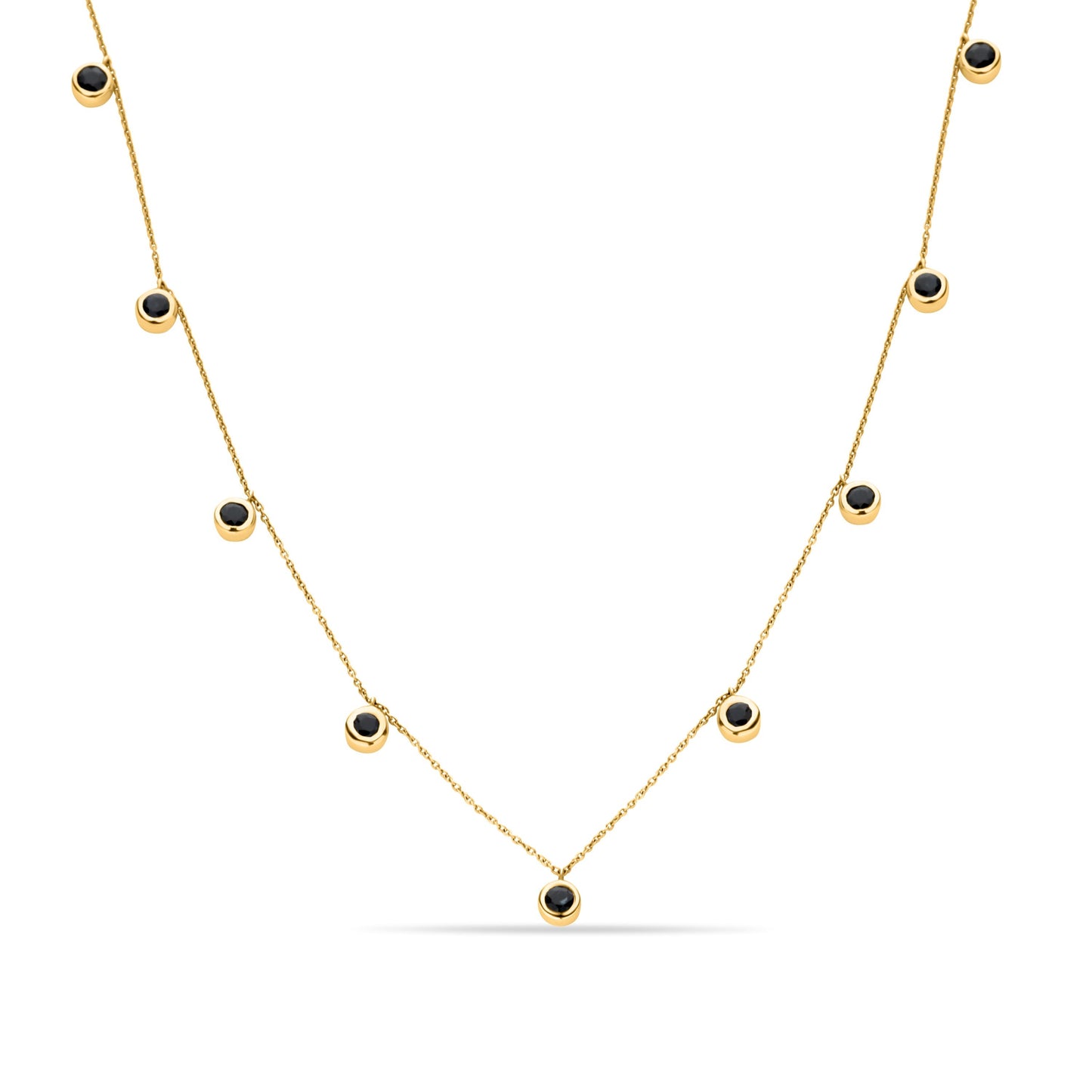 GIOVE MIO Cadena con Dijes de Gemas de Nacimiento en Oro Amarillo de 10Kt con Zafiros Azules. Oro 10Kt / Amarillo / PEND 4MM