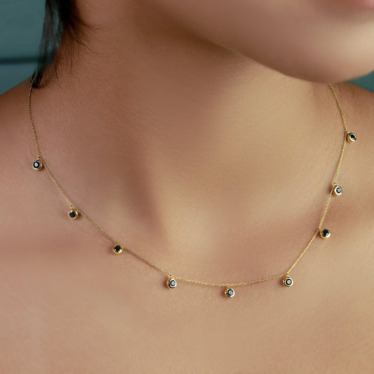 GIOVE MIO CHAIN NECKLACE WITH PENDANT IN 10KT YELLOW GOLD, WITH 1.08CT SAPPHIRE.