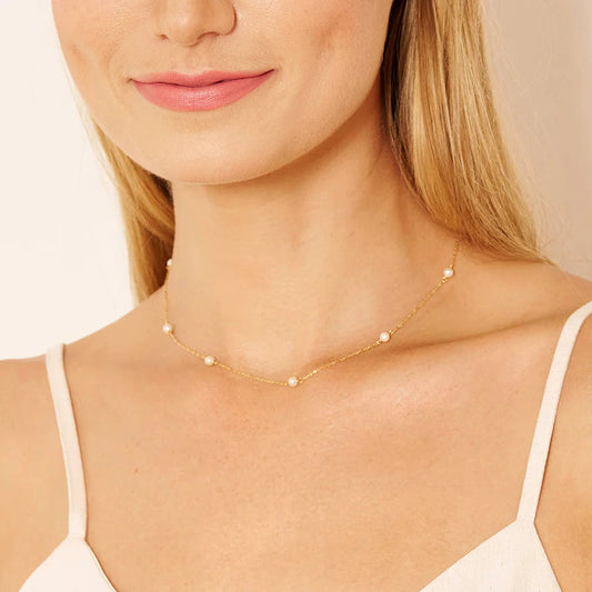 GIOVE MIO Cadena con Perlas en Oro Amarillo de 14Kt con Perlas Cultivadas Keshi. Oro 14Kt / Amarillo