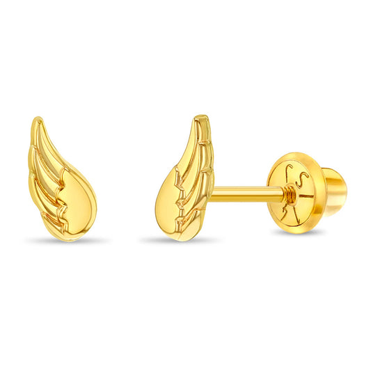 GIOVE MIO: Aretes ALAS de bebé en oro amarillo de 14kt con cierre de seguridad ¡para mimar a tu pequeño con estilo y elegancia! ORO 14KT / AMARILLO