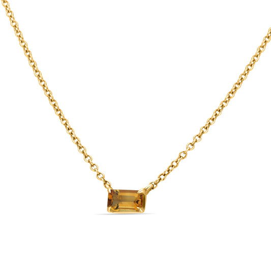 GIOVE MIO CHAIN NECKLACE WITH PENDANT IN 14KT YELLOW GOLD, 45 CM LONG, WITH CITRINE CT.