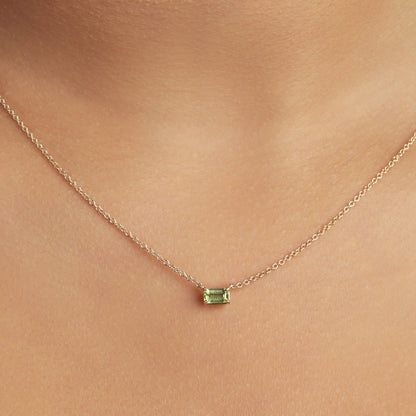 GIOVE MIO Cadena con Dije de Gema en Oro Amarillo de 14Kt con Peridoto. Oro 14Kt / Amarillo / 3X5MM