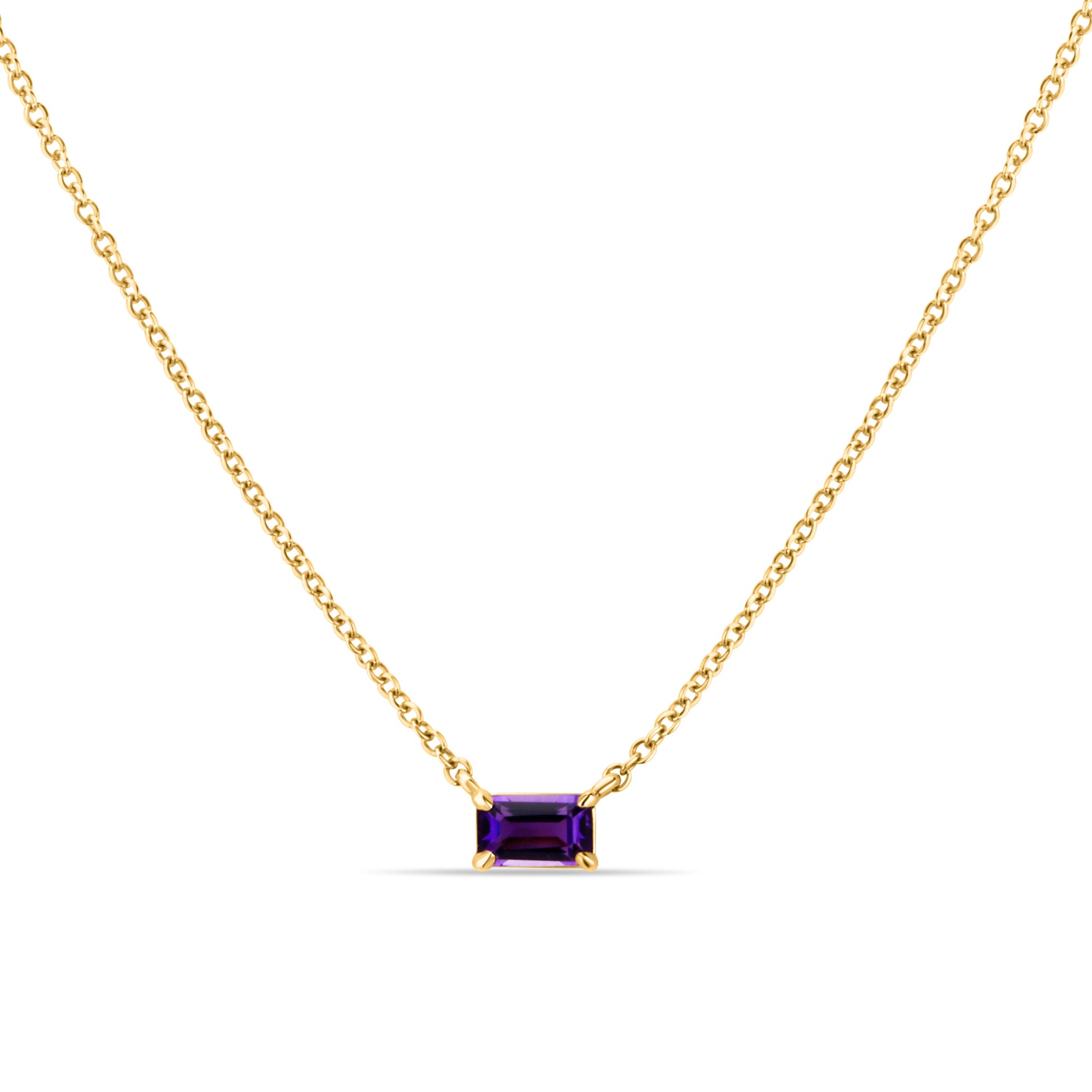 GIOVE MIO CHAIN NECKLACE WITH CHARM IN 14KT YELLOW GOLD, 45 CM LONG, WITH AMETHYST CT.
