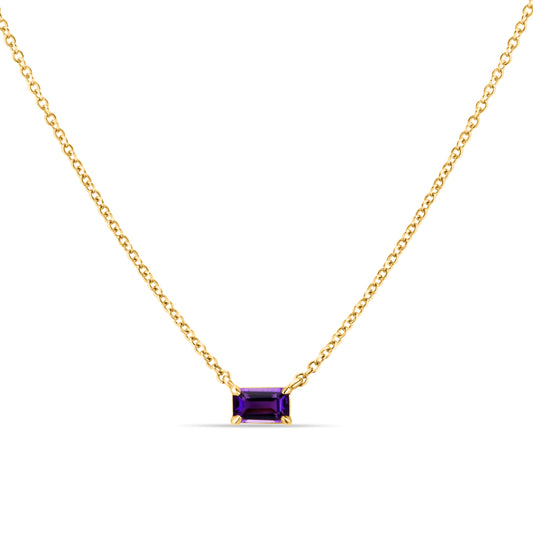 GIOVE MIO CHAIN NECKLACE WITH CHARM IN 14KT YELLOW GOLD, 45 CM LONG, WITH AMETHYST CT.