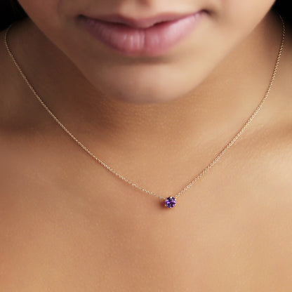 GIOVE MIO Cadena con Dije de Gema en Oro Amarillo de 14Kt con Amatista. Oro 14Kt / Amarillo / 5MM