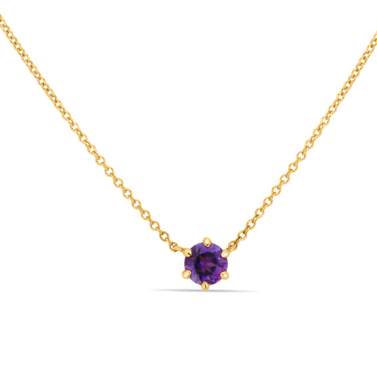 GIOVE MIO CHAIN NECKLACE WITH CHARM IN 14KT YELLOW GOLD, 45 CM LONG, WITH AMETHYST CT.