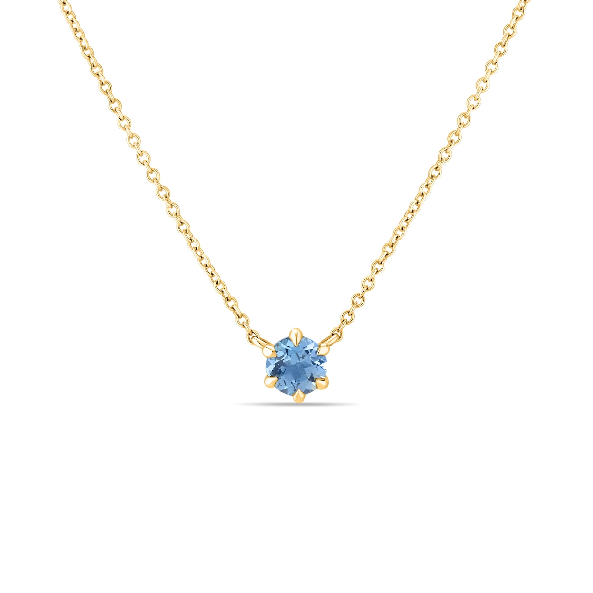 GIOVE MIO Cadena con Dije de Gema en Oro Amarillo de 14Kt con Topacio Azul Sky Blue. Oro 14Kt / Amarillo / 6MM