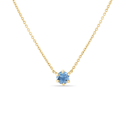 GIOVE MIO Cadena con Dije de Gema en Oro Amarillo de 14Kt con Topacio Azul Sky Blue. Oro 14Kt / Amarillo / 6MM