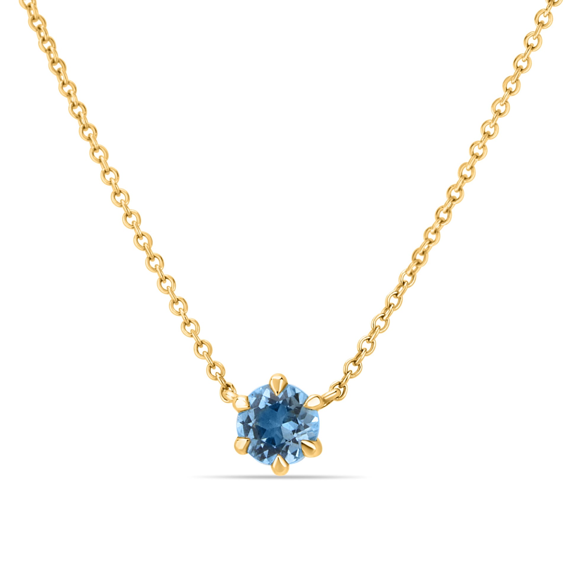 GIOVE MIO Cadena con Dije de Gema en Oro Amarillo de 14Kt con Topacio Azul Sky Blue. Oro 14Kt / Amarillo / 6MM