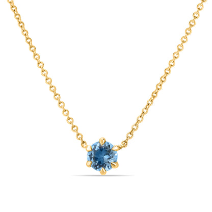 GIOVE MIO Cadena con Dije de Gema en Oro Amarillo de 14Kt con Topacio Azul Sky Blue. Oro 14Kt / Amarillo / 6MM