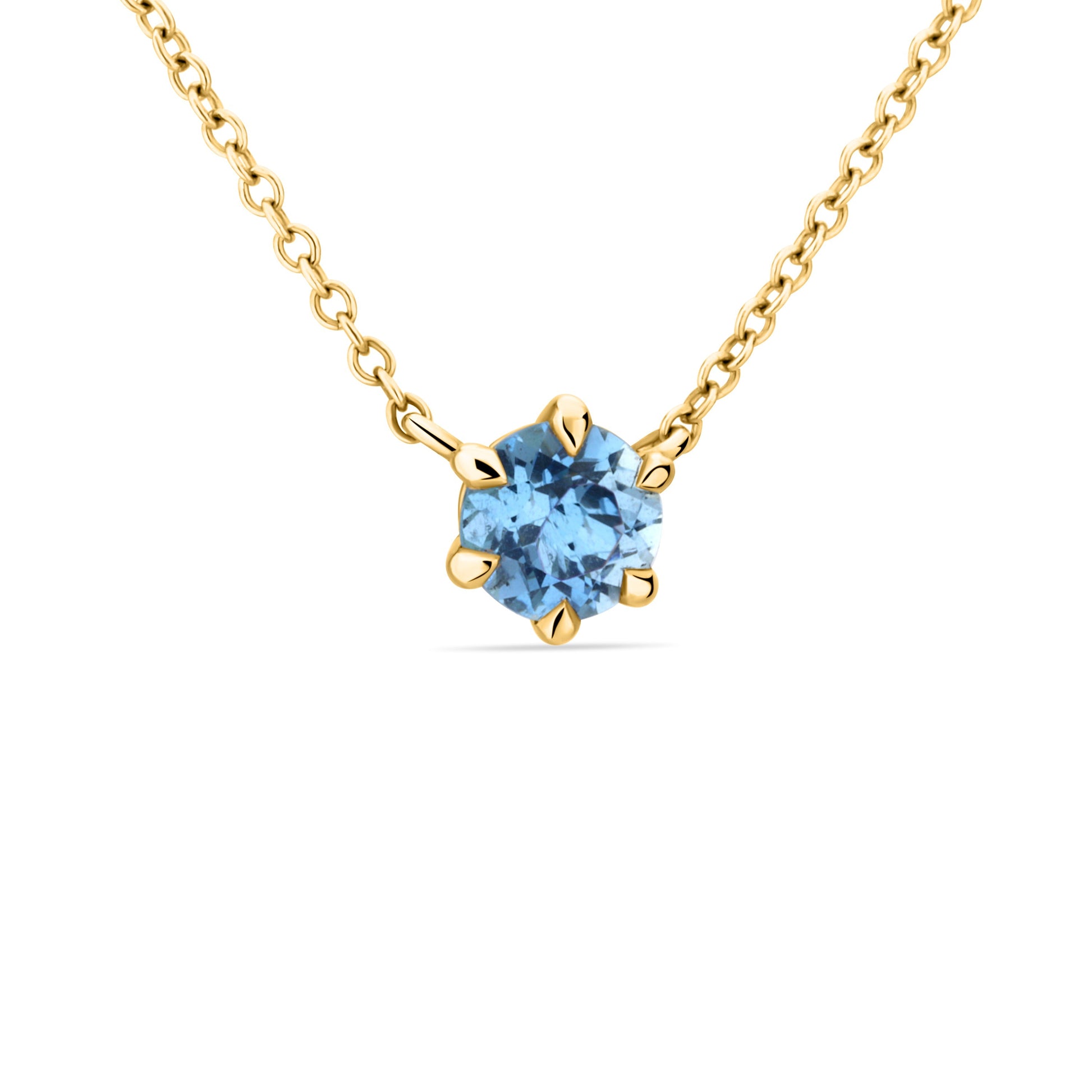 GIOVE MIO Cadena con Dije de Gema en Oro Amarillo de 14Kt con Topacio Azul Sky Blue. Oro 14Kt / Amarillo / 6MM