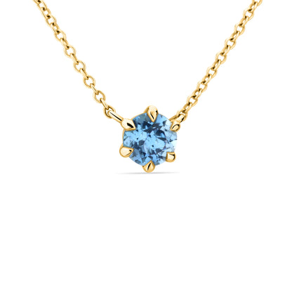 GIOVE MIO Cadena con Dije de Gema en Oro Amarillo de 14Kt con Topacio Azul Sky Blue. Oro 14Kt / Amarillo / 6MM