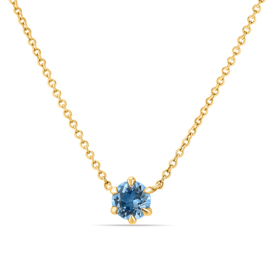 GIOVE MIO CHAIN NECKLACE WITH CHARM IN 14KT YELLOW GOLD, 45 CM LONG, WITH BLUE TOPAZ CT.