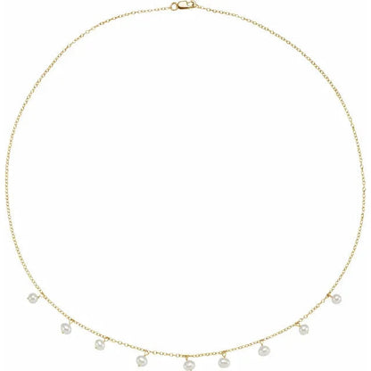 GIOVE MIO Cadena con Dijes de Perlas en Oro Amarillo de 14Kt con Perlas Cultivadas de Aguadulce. Oro 14Kt / Amarillo