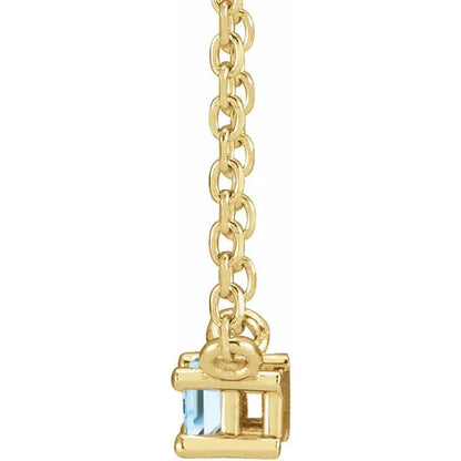 GIOVE MIO Cadena con Dije de Gema en Oro Amarillo de 14Kt con Topacio Azul London Blue. Oro 14Kt / Amarillo / 2X4MM
