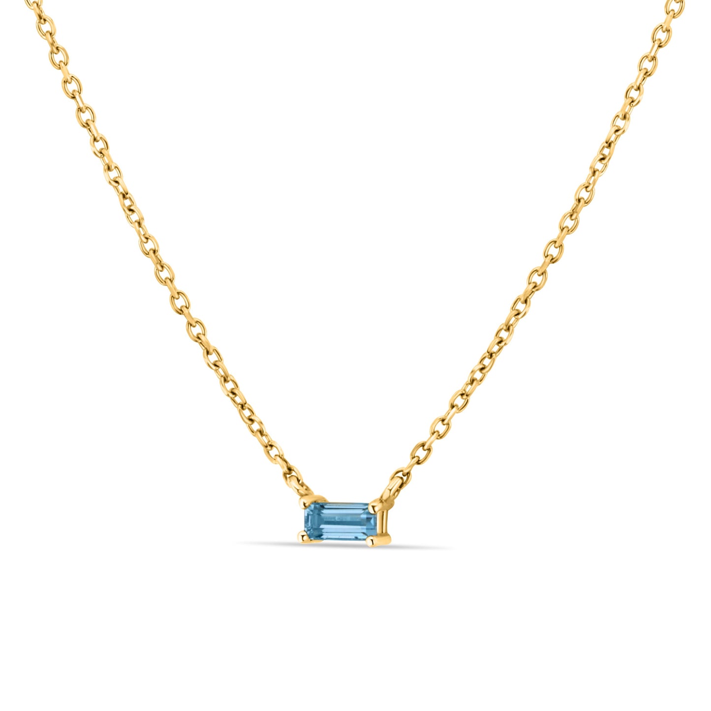 GIOVE MIO Cadena con Dije de Gema en Oro Amarillo de 14Kt con Topacio Azul London Blue. Oro 14Kt / Amarillo / 2X4MM