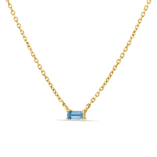 GIOVE MIO Cadena con Dije de Gema en Oro Amarillo de 14Kt con Topacio Azul London Blue. Oro 14Kt / Amarillo / 2X4MM