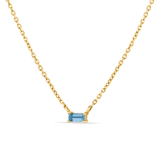GIOVE MIO CHAIN NECKLACE WITH CHARM IN 14KT YELLOW GOLD, WITH SKY BLUE CT BLUE TOPAZ.