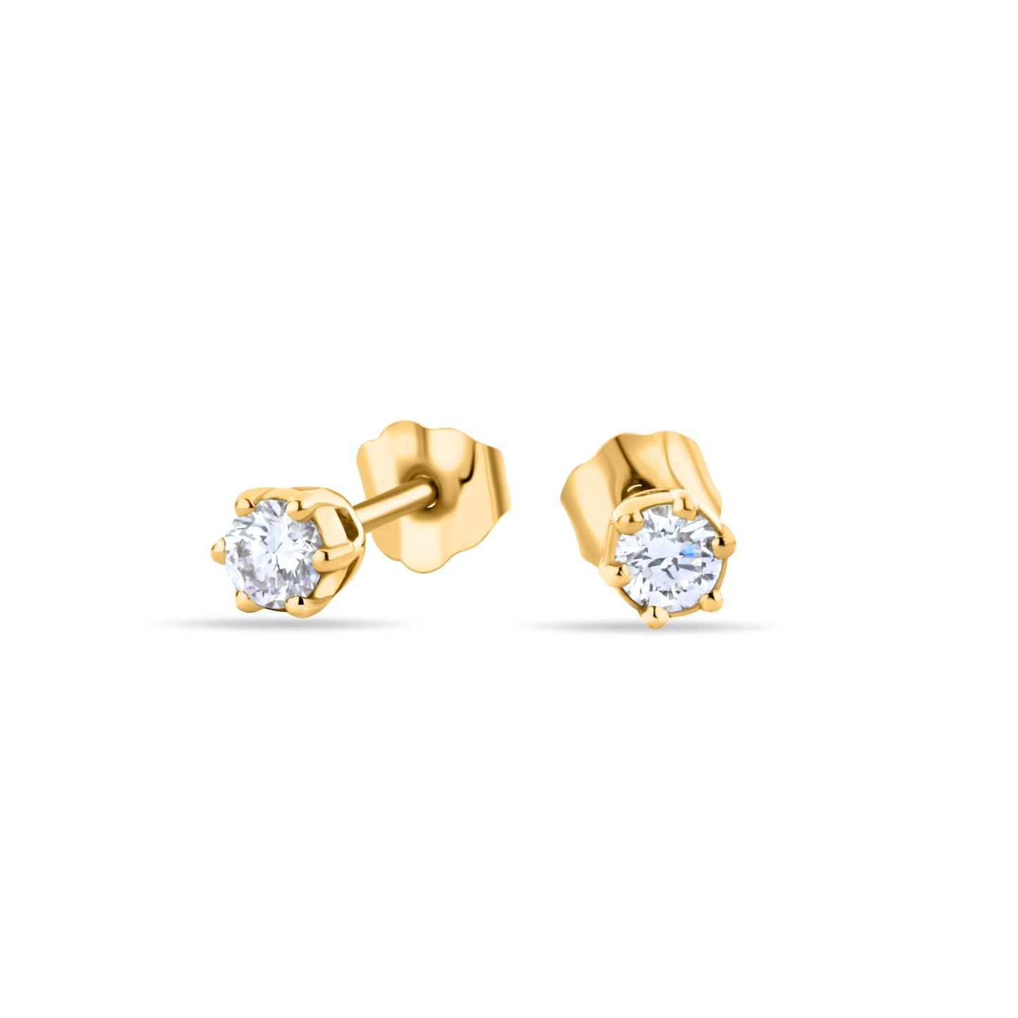 GIOVE MIO Studs en Oro Amarillo de 14Kt con Diamantes Creados en Laboratorio. Oro 14Kt / Amarillo / 3.6MM