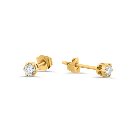 GIOVE MIO STUD EARRINGS IN 14KT YELLOW GOLD, WITH 0.06CT LABORATORY CREATED DIAMOND.